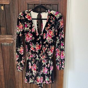 Show Me Your MuMu Black Floral Velvet Dress